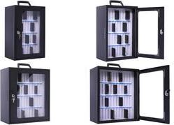 pavo Smartphone-Schrank fr 36 Smartphones dunkelgrau pulverbeschichtet 295x205x445 mm