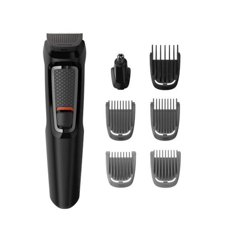 PHILIPS MG3721/14 MULTIGROOM TAGLIA CAPELLI ELETTRICO RICARICABILE LAME AUTOAFFILANTI CON 5 PETTINI E RIFINIORE NERO