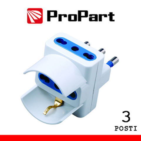 PROPART ADATTATORE 3POS BIPASSO/SCHUKO SPINA16A POLYBAG