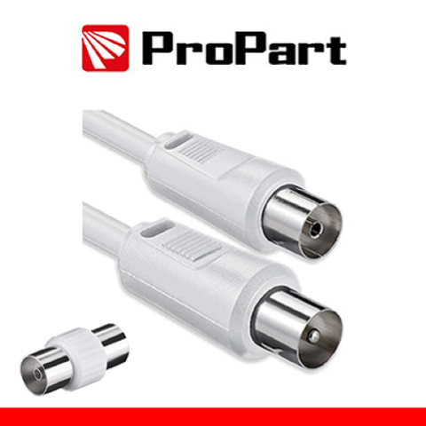PROPART CAVO ANTENNA TV IEC 2M SP-PR + ADATTAT. SP-SP BIANCO