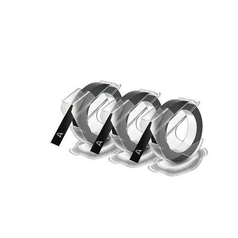 DYMO 3D BLISTER 3 NASTRI PER ETICHETTE A RILIEVO IN VINILE ADESIVO 9MMx3MT COLORE NERO STAMPA BIANCO