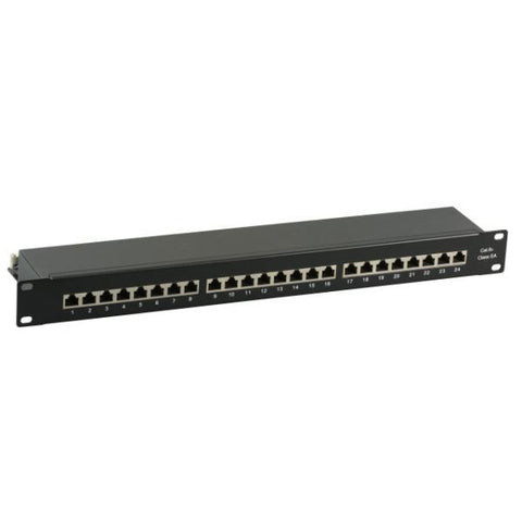 EFB Elektronik 37666SW.1M pezzo di pannello 1U (PATCHPANEL STP 24XRJ45 CAT.6A. - 19 INCH 1HE RAL9005 SCHWARZ)