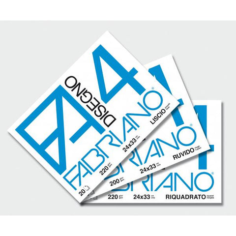 FABRIANO F4 ALBUM DA DISEGNO 4 ANGOLI CM 24X33 200 GR RUVIDO 20 FOGLI COLORE BIANCO
