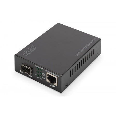 Digitus Convertitore multimediale Gigabit PoE, RJ45 / SFP, PSE