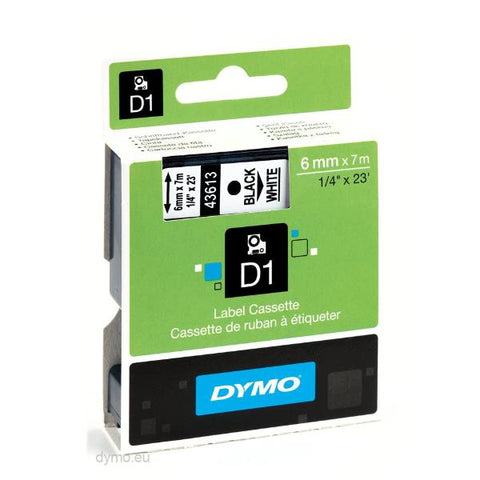 DYMO D1 NASTRO 6MM X 7MT COLORE BIANCO STAMPA NERO (S0720780A)