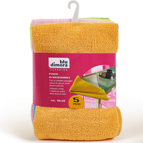 PERFETTO PANNI MULTIUSO EN MICROFIBRA 40X40 CM COLORI ASSORTITI CONF 5 Pz.