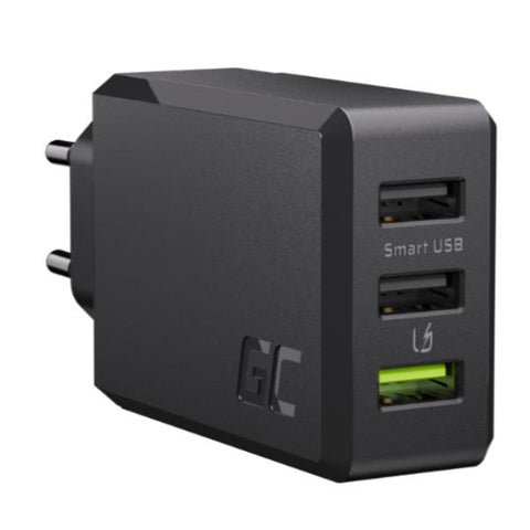 GREEN CELL CARICABATTERIE DA RETE ULTRA CHARGE SMART CHARGE 3 x USB-A 30 W NERO