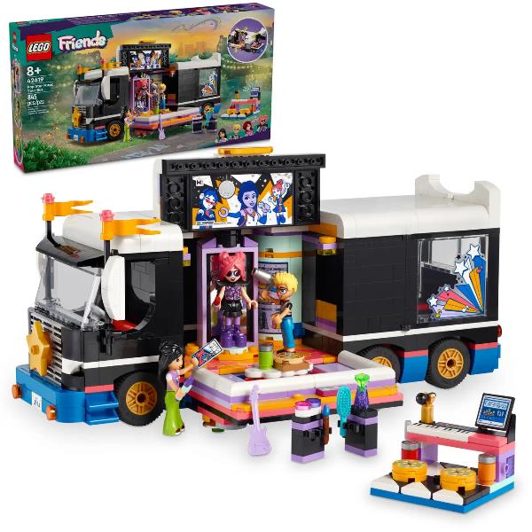LEGO FRIENDS TOUR BUS DELLE POP STAR AUTOBUS DA COSTRUIRE CON 4 MINI BAMBOLINE E ACCESSORI