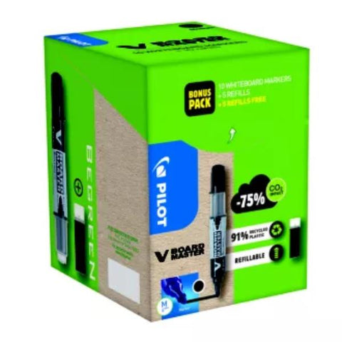 PILOT GREENPACK PENNARELLO RICARICABILE PER LAVAGNE VBOARD PUNTA TONDA 2.3/6 mm NERO CON F 10 Pz. + 10 REFIL