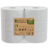 PAPERNET JUMBO MINI SIMPLIFY CARTA IGENICA 2 VELI IN CELLULOSA 30.5X8.6 CM 557 STRAPPI BIANCO CONF 6 Pz.