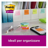 3M POST-IT SUPER STICKY CARNIVAL BLOCCHETTO 76X76 mm 90 FOGLI COLORI ASSORTITI CONF 6 Pz.
