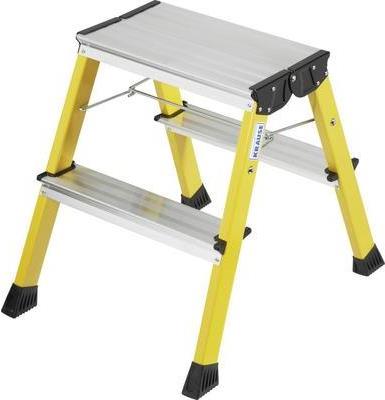 Krause Rolly - Stufenleiter - 2 Stufen - 2 Abschnitte - Arbeitshhe: 2,45 m - Aluminio - Gelb