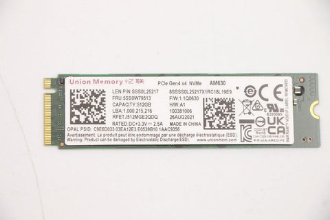 Lenovo SSDASM 512GM.22280PCIe4x4UMOPAL (5SS0W79513)