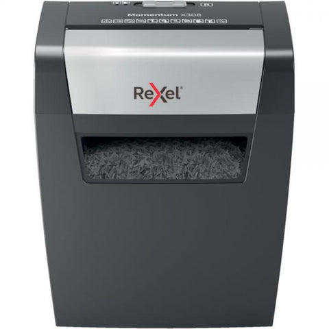 REXEL MOMENTUM X308 DISTRUGGIDOCUMENTI A FRAMMENTO CESTINO 15LT CAPACITA' 8 FOGLI COL. GRIGIO