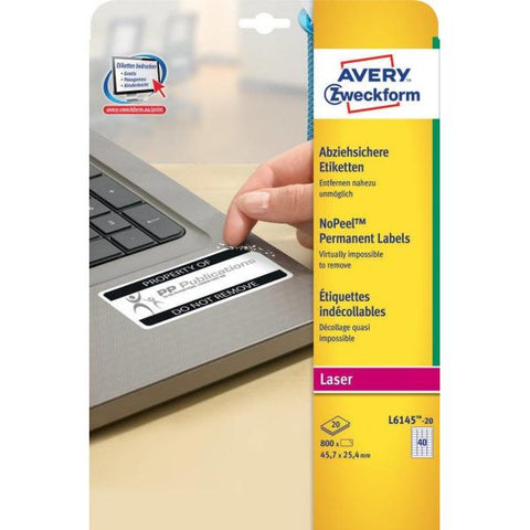 AVERY-ZWECKFORM L6145-20 CONF 800 ETICHETTE 24.5x45.7 MM AUTOADESIVE BIANCO