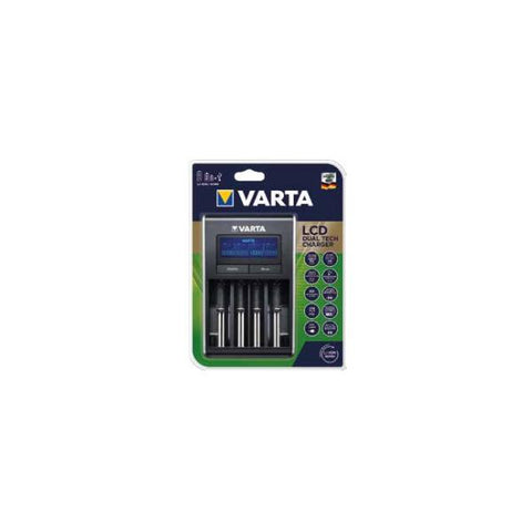 VARTA LCD DUAL TECH CARICABATTERIA PER BATTERIE AGLI IONI DI LITIO E NI-MH CON DISLPAY E CAVO DI RETE