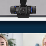 LOGITECH C920S HD WEBCAM PRO FULL HD 30FPS AUTOFOCUS MICROFONO INTEGRATO AUDIO STEREO CLIP FISSAGGIO LAPTOP LCD MONITOR COPRIOBIETTIVO NERO