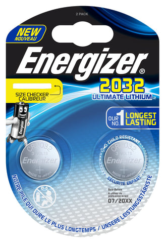 ENERGIZER CR2032 ULTIMATE LITHIUM BATTERIA A BOTTONE AL LITIO 3.0 V CONF 2 Pz.