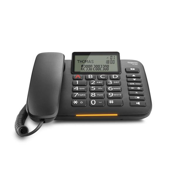 GIGASET DL 380 TELEFONO DA TAVOLO CON DISPLAY TASTI GRANDI NERO
