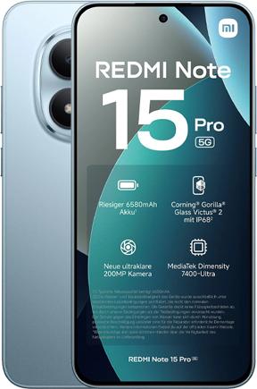 Xiaomi Redmi Note 15 Pro 5G Smartphone - 256GB, 8GB RAM, 6.83" AMOLED, Glacier Blue