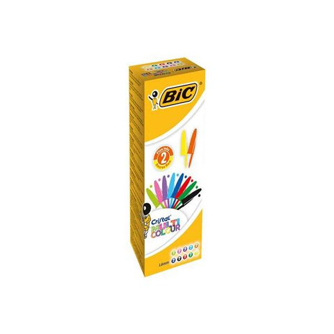 BIC CRISTAL MULTICOLOR PENNA A SFERA COL. ASSORTITI PUNTA LARGA FUSTO TRASPARENTE CONF 20 Pz.