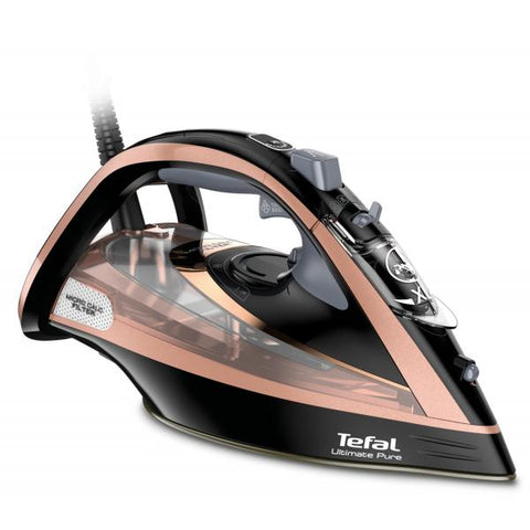 Tefal Ultimate Pure FV9845 ferro da stiro Ferro da stiro a secco e a vapore Piastra Durilium Autoclean 3100 W Nero, Rame