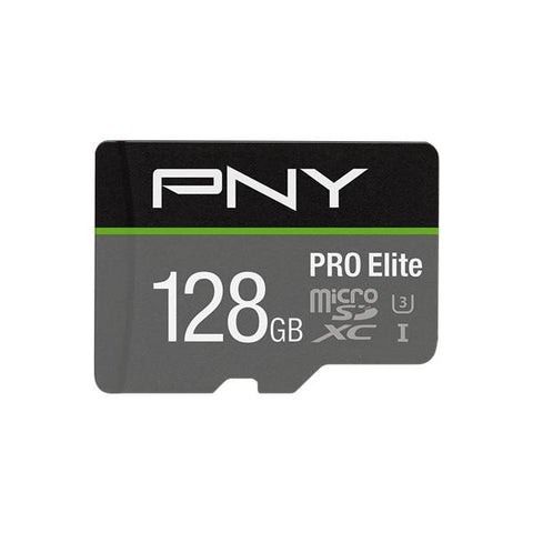PNY PRO ELITE SCHEDA MICROSDXC DA 128 GB CLASSE 10 UHS-I U3 100 MB/S A1 V30 NERO GRIGIO
