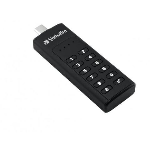 Verbatim Keypad Secure - Memoria USB-C 3.0 con tastierino d'?accesso e crittografia dei dati - 128 GB - Nero
