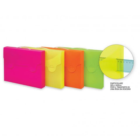 FAVORIT NEON VALIGETTA PORTADISEGNI IN PP 520X370X50 mm COLORI ASSORTITI