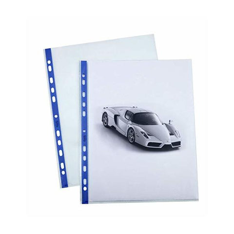 FAVORIT ART AZZURRO BUSTE CON FORATURA UNIVERSALE IN PP CM 22X30 A4 TRASPARENTE COLORATO AZZURRO CONF 25 Pz.