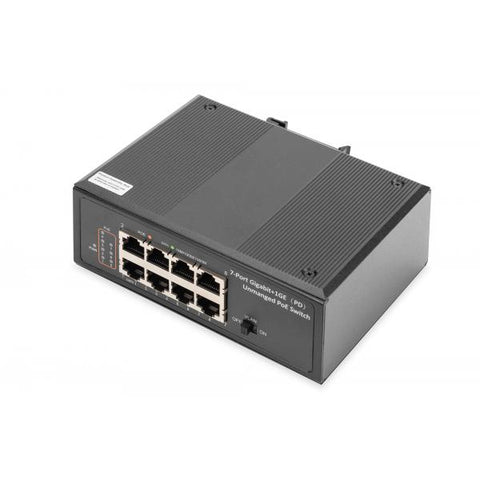 Digitus Switch industriale Gigabit PoE+ a 7 porte con 1 porta PD