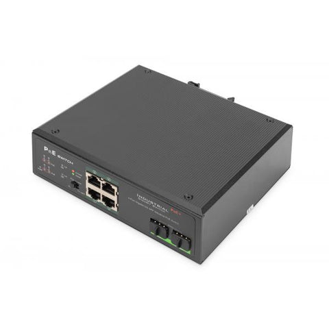Digitus Switch PoE di rete Gigabit Ethernet a 4 porte, industriale, non gestito, 2 SFP uplink (DIGITUS DN-651109 - switch - 4 porte -)