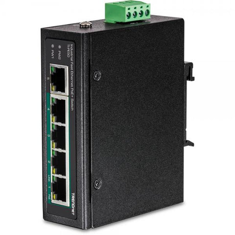 Trendnet TI-PE50 switch di rete Non gestito Fast Ethernet (10/100) Nero Supporto Power over Ethernet (PoE)