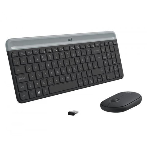 LOGITECH MK470 TASTIERA E MOUSE USB WIRELESS QWERTY US MOUSE OTTICO 1.000 DPI 3 PULSANTI NERO GRIGIO