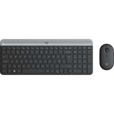 LOGITECH MK470 SLIM KIT TASTIERA E MOUSE OTTICO WIRELESS 2.4 GHZ 1.000 DPI LAYOUT FRANCESE GRAFITE