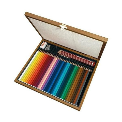 STABILO AQUACOLOR PASTELLI ACQUARELLABILI 5 mm COLORI ASSORTITI + 3 MATITE HB + GOMMA + TEMPERINO + PENNELLO ASTUCCIO IN LEGNO CONF 36 Pz.