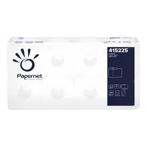 PAPERNET CARTA IGENICA IN PURA CELLULOSA 3 VELI 27.5MT 250 STRAPPI BIANCO CONF 72 Pz.
