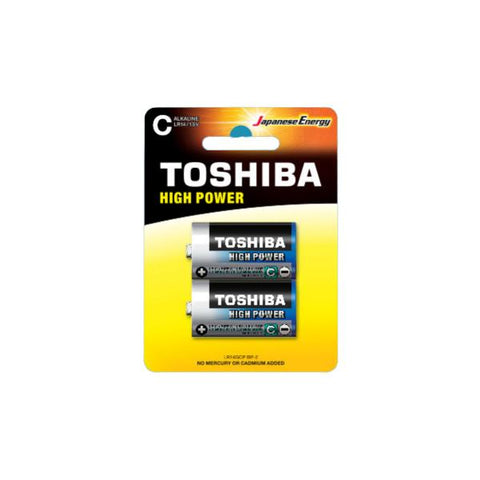 BATTERIE TOSHIBA MEZZA TORCIA LR14GCP BP-2 C ALCALINE CONFEZIONE DI 2 PEZZI