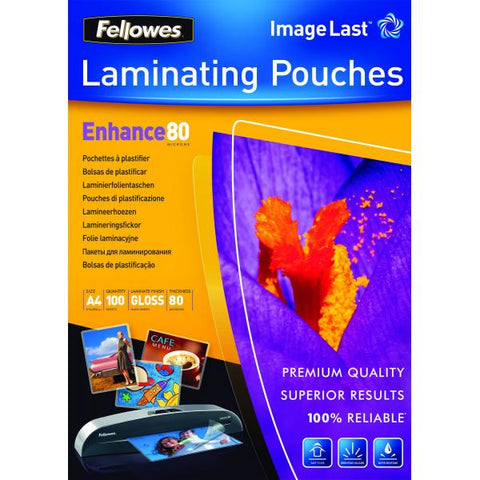 FELLOWES ENHANCE80 POUCHES LUCIDE A4 80 MY COL. TRASPARENTE CONF 100 Pz.