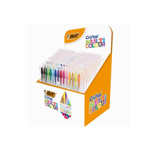 BIC CRISTAL MULTI COLOR ESPOSITORE PENNA A SFERA PUNTA 1.6 mm ASTUCCIO DA 15 PENNE COLORI ASSORTITI CONF 10 Pz.