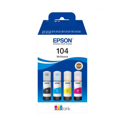 EPSON 104 ECOTANK 4-COLOUR MULTIPACK CONFEZIONE DA 4 NERO GIALLO CIANO MAGENTA
