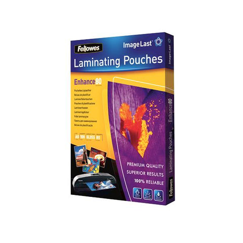 FELLOWES ENHANCE80 POUCHES LUCIDE A5 80 MY COL. TRASPARENTE CONF 100 Pz.