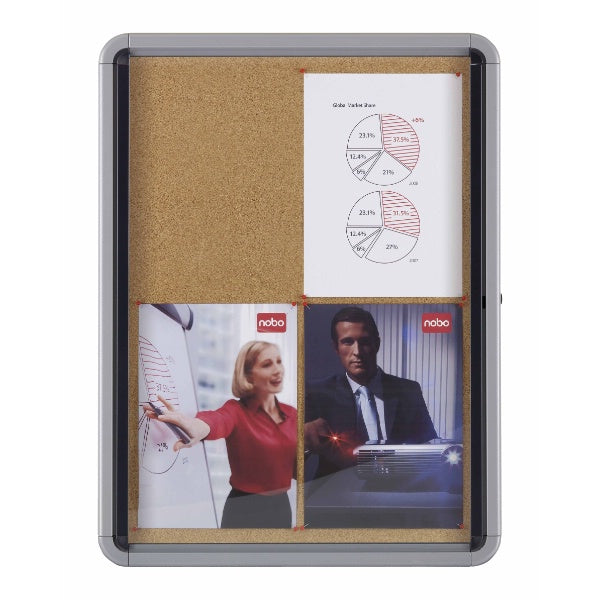 Nobo Bacheca per interni-fondo in sughero 4xA4 anta a battente (Nobo 1902561 Premium Plus Internal Glazed Case Cork 4 x A4)