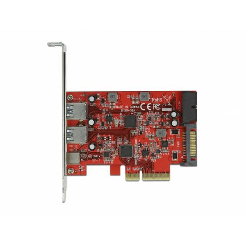 DeLOCK Scheda PCI Express x4 a 1 x USB Type-C esterna femmina + 2 x USB di Tipo-A esterna femmina SuperSpeed USB 10 Gbps + 1 x pin header interno USB 5 Gbps