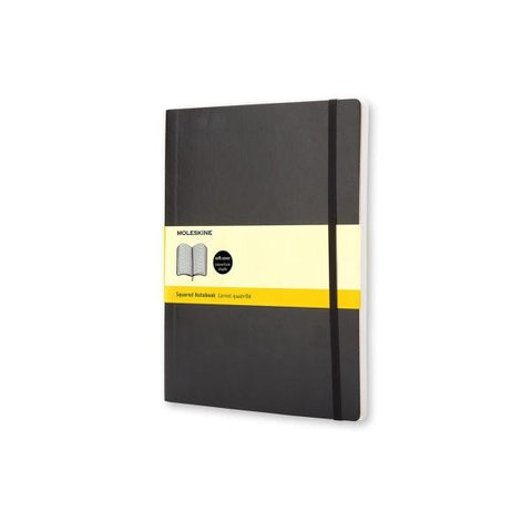 MOLESKINE TACCUINO XL 190X250 mm 192 FOGLI A QUADRETTI 5M COPERTINA MORBIDA CUCITURA FILO REFE CON ELASTICO NERO
