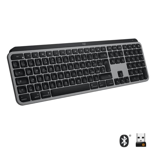 LOGITECH MX KEYS TASTIERA WIRELESS PER MAC DIGITAZIONE TATTILE TASTI RETROILLUMINATI A LED USB-C STRUTTURA METALLICA GRIGIO