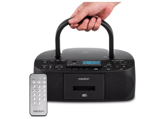 MEDION LIFE DRX-1 Plus Boombox schwarz DAB+ FM Bluetooth CD Kassetten 6W