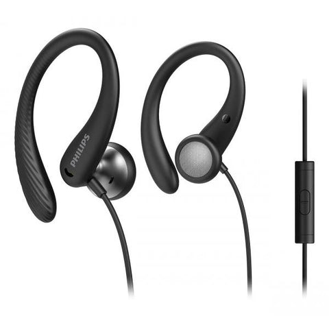 PHILIPS AURICOLARI CON ARCHETTO SPORTIVI CON FILO MICROFONO INCORPORATO JACK 3.5 mm NERO
