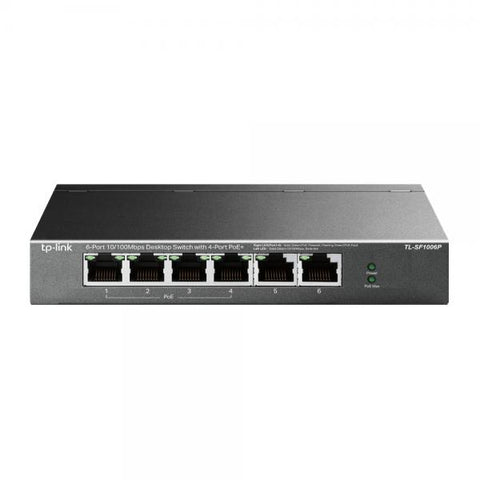 TP-Link Switch desktop 6 port 10/100Mbps con 4 porte PoE+ TL-SF1006P