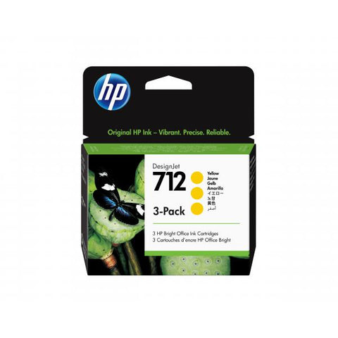 HP Confezione da 3 cartucce di inchiostro giallo originale DesignJet 712 da 29 ml (HP 712 3 PACK 29ML YELLOW INK HP 712 3 PACK 29ML YELLOW INK)